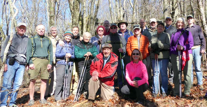 The OFHC gang for today's hike. (l-r) Tony Presley, Stephen Gales, Dick Metzgar, Carole Wintle, Jack Wintle, Jeanne O'Connor, Joe Collins, Dave Norton, Bruce O'Connor, Ray Clark, Tim Hale, Terre Pratt, Vic Robson, Mike Bell, Bob Magee, Mary Lu Norton, Joe Raguckas, Linda Schultz and Phil Brownrigg. .