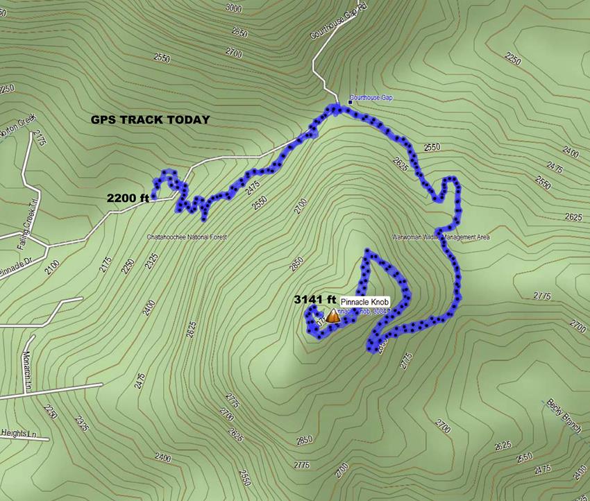 Our GPS track for the hike.