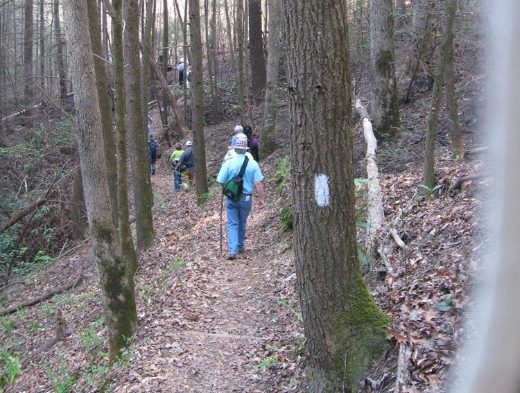 The well-maintained trail is marked with white blazes similar to the A.T.