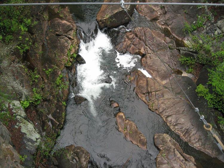 Looking straight down from the suspension bridge!
