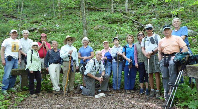 The OFHC gang for today's hike (l-r)Tony Presley, Dick Metzgar, Pam Euliss, Joe Collins, Bob Browe, Gary King, Linda Schultz, Mike Bell, Jeanne O'Connor, Jenny Bell, Renee Corbett, Greta Driggers, Jim Driggers, Vic Robson and John Bellamy.