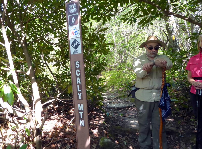 The trail takes a left turn here and the sign says Most Difficult!