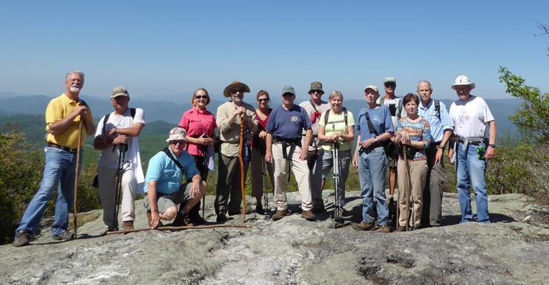 The OFHC gang for today's hike (l-r) John Anderson, Bill Hunt, Joe Collins, Terre Pratt, Gary King, Greta Driggers,, Vic Robson, Ray Clark, Angela Evans, Phil Brownrigg, Jim Driggers, Jenny Bell, Mike Bell and Tony Presley.