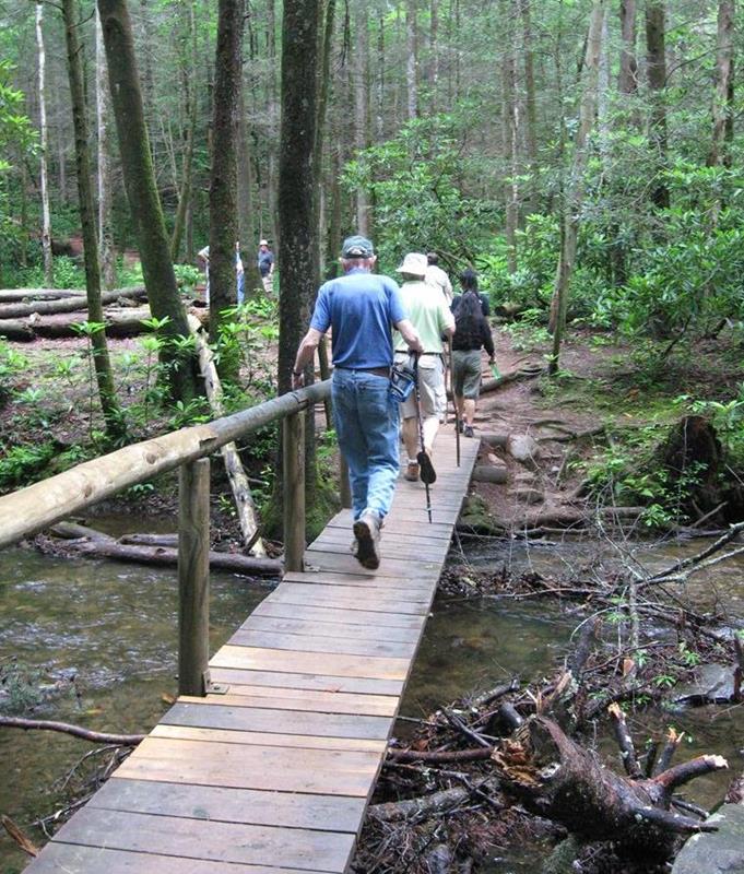 Crossing the bridge over Dodd Creek.
