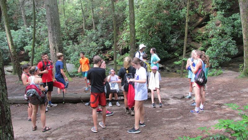 We met this large group of youth from the Athens YMCA at this large flat area along the creek.