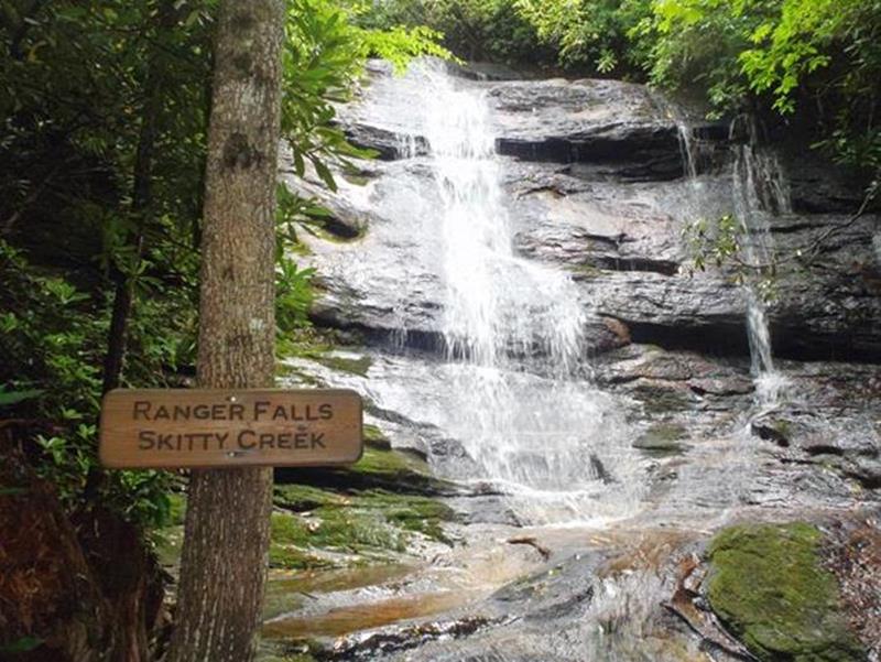 A long downhill walk leads to the falls.