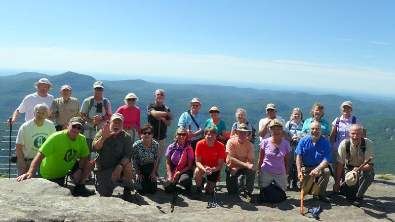 The OFHC gang for today's hike (l-r kneeling) Dick Metzgar, Ray Clark, Bob Magee, Jenny Bell, Terre Pratt, Kim Johnson, Vic Robson, Beth McDonald, Gary King and Mike Bell. (l-r standing) Tony Presley, Phil Brownrigg, Jim Driggers, Jenna Hensley, John Anderson, Joe Collins, Greta Driggers, Carole Wintle, Bill Hunt, Angela Evans, Renee Corbett and Linda Schultz.