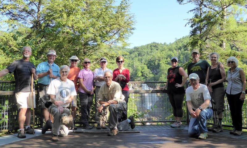 The OFHC gang for today's hike (l-r kneeling) Dick Metzgar, Mike Bell and Tony Presley. (l-r standing)John Anderson, Joe Collins, Jenna Hensley, Terre Pratt, Vic Robson, Jenny Bell, Bethany Hedges, Jack Wintle, Carole Wintle and Pam Euliss.