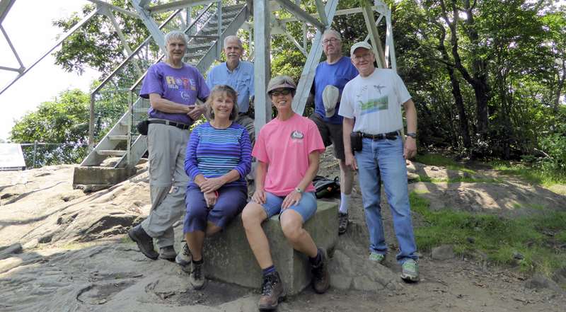 The OFHC gang for today's hike (l-r kneeling) Dick Metzgar, Mike Bell, Renee Corbett, Malivia Swanson, Tim Hale and Tony Presley.