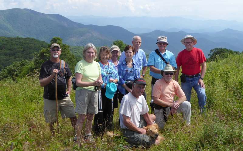 The OFHC gang for today's hike (l-r ) John Anderson, Angela Evans, Renee Corbett, Linda Schultz, Jenny Bell, Mike Bell, Mike Jones & "Barney", Joe Collins, Vic Robson and Tony Presley.