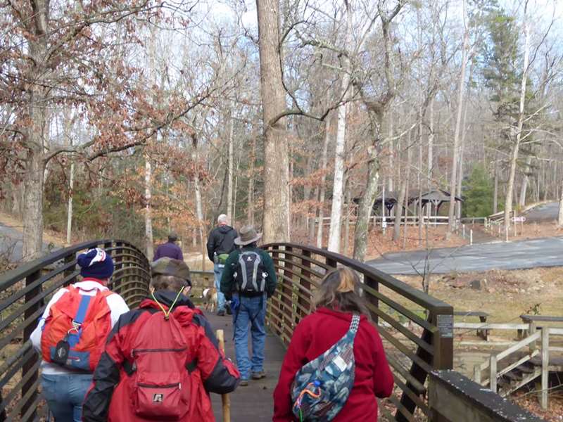 Crossing the iron bridge near the end of the hike.