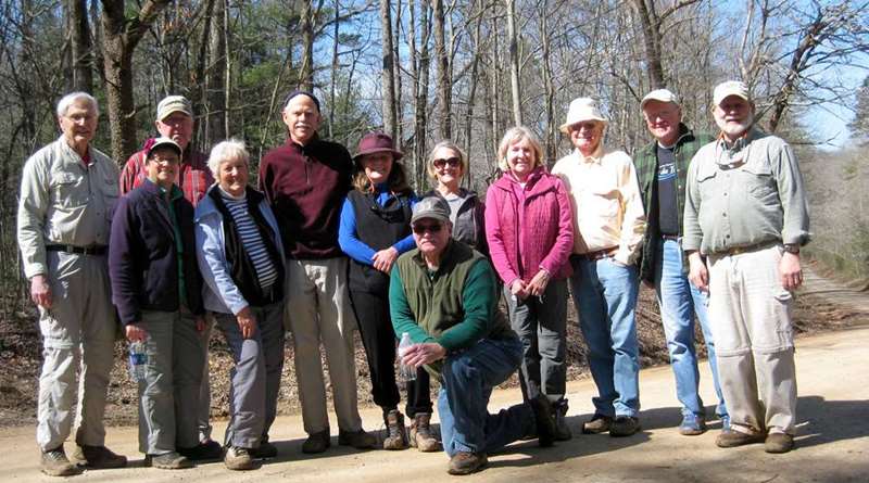 The OFHC gang for today's hike (l-r) Dick Metzgar, Mary Lu Norton, Tim Hale, Jeanne O'Connor, Mike Bell, Renee Corbett, Ray Clark, Terre Pratt, Angela Evans, Joe Collins, Tony Presley and Bob Magee.