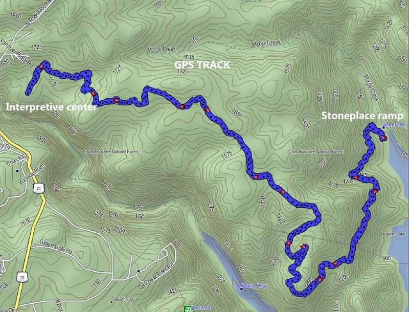 Our GPS path today out and back.