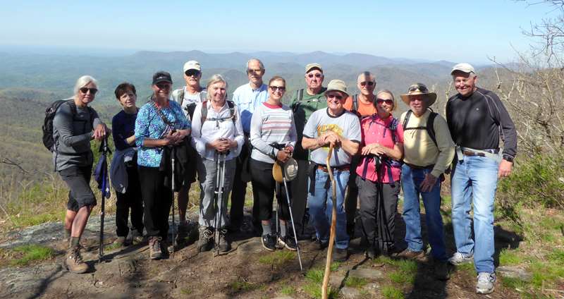 The OFHC gang for today's hike (l-r) Jenna Hensley, Jenny Bell, Renee Corbett, Jim Driggers, Angela Evans, Mike Bell, Greta Driggers, Tim Hale, Joe Collins, Ray Lovett, Terre Pratt, Vic Robson and Tony Presley.