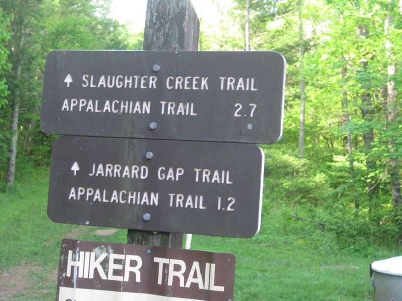 Up to the A.T. and Blood Mt. via the Slaughter Creek trail and back by the Jarrard Gap Trail.