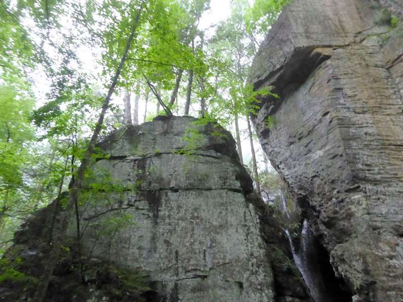 Massive rock cliffs with waterfall!