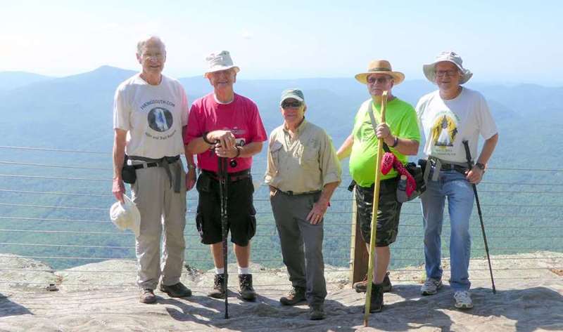 The OFHC gang for today's hike. (l-r) Dick Metzgar, Joe Collins, Vic Robson, Ray Clark and Tony Presley,.