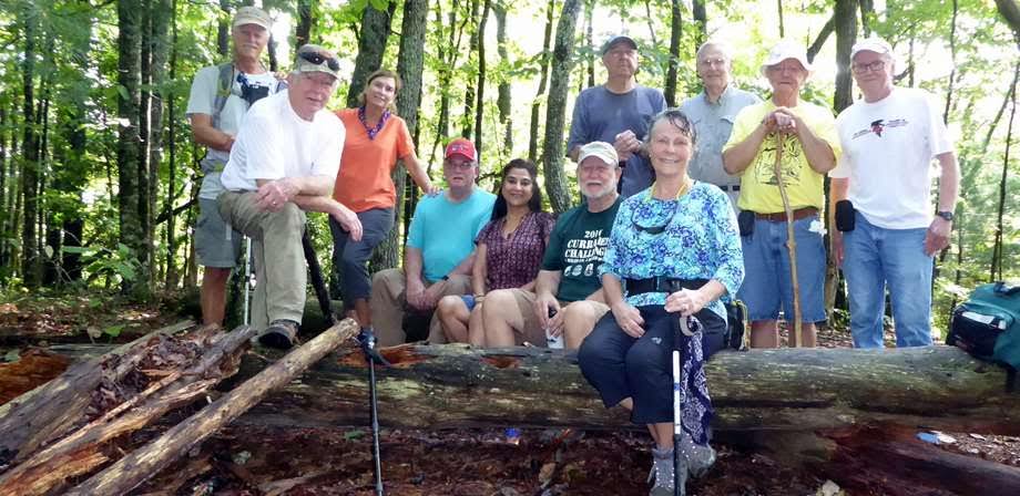 The OFHC gang for today's hike. (l-r) Jim Driggers, Vic Robson, Greta Driggers, Ray Clark, Trushna Nadig, Bob Magee, Tim Hale, Renee Corbett, Dick Metzgar, Joe Collins and Tony Presley.