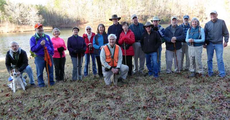 The OFHC gang for today's hike (l-r Front) Dave Norton & "Clover", Gary King, Terre Pratt, Mary Lu Norton, Jenna Hensley, Renee Corbett, Dick Metzgar, Mike Bell, Jenny Bell, Tim Hale, Vic Robson, Joe Collins, Bob Magee, Ray Lovett, Angela Evans and Tony Presley.