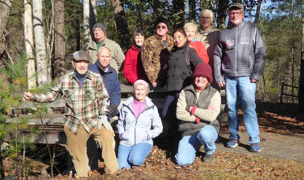 The OFHC gang for today's hike. (l-r) Bruce O'Connor, Bill Hunt, Mike Bell, Terre Pratt, Renee Corbett, Ray Clark, Trushna Nadig, Jeanne O'Connor, Joe Collins, Dick Metzgar and Tony Presley .