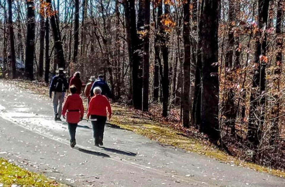 Here the trail crosses the State Park road.