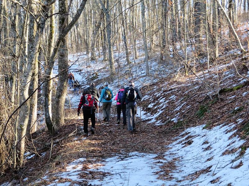 Early on, we start to see some snow on the trail.