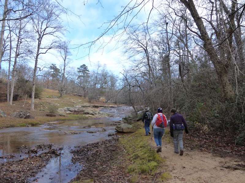 Walking along the North Fork of the Broad River.