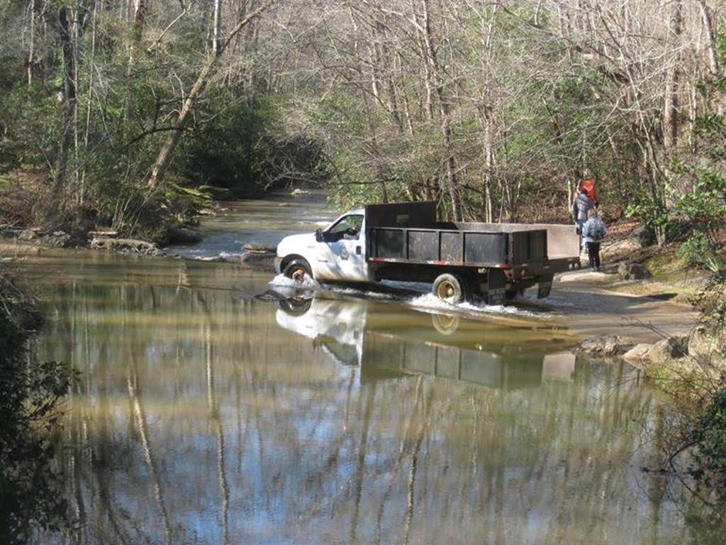 If you drive through the park you will cross a ford and today the water was up!