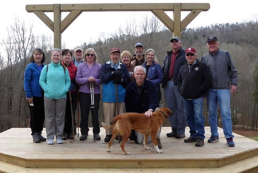 The OFHC gang for today's hike. (l-r) Renee Corbett, Julia Kennedy, Jenny Bell, Bob Magee, Angela Evans, Bruce O'Connor, Jeanne O'Connor, Mike Bell and "Buddy", Jack Wintle, Carole Wintle, Tim Hale, Vic Robson and Tony Presley.