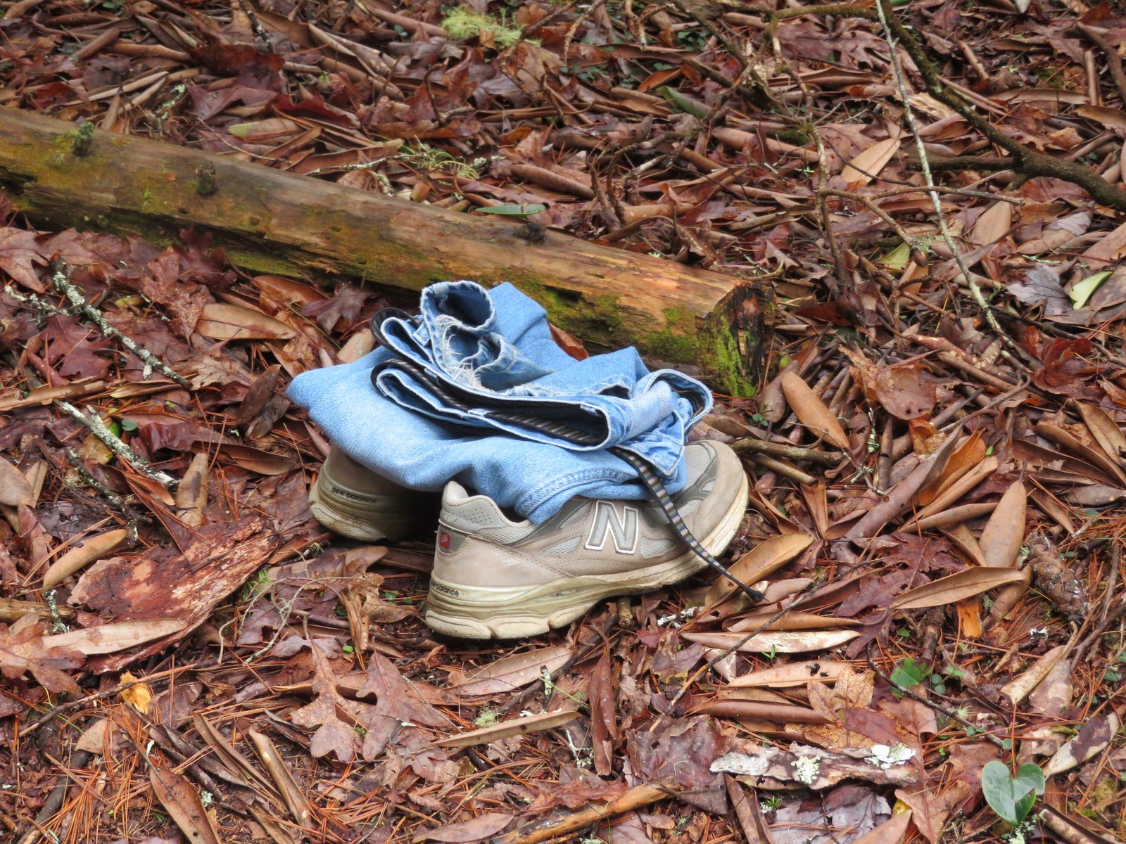 Mystery of the day on the trail! Someone is missing pants and shoes!