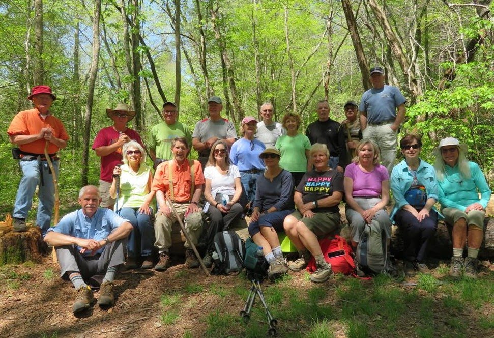 The OFHC gang for today's hike. (l-r front) Mike Bell, Pat Gallaher, Bruce O'Connor, Jo Drake, Greta Driggers, Jeanne O'Connor, Angela Evans, Jenny Bell and Jenna Hensley.(l-r standing) Joe Collins, Jim Gallaher, Tony Presley, Bob Drake, Beth McDonald, Ray Lovett, Jan Nethery, Stephen Gales, Ray Clark and Vic Robson..