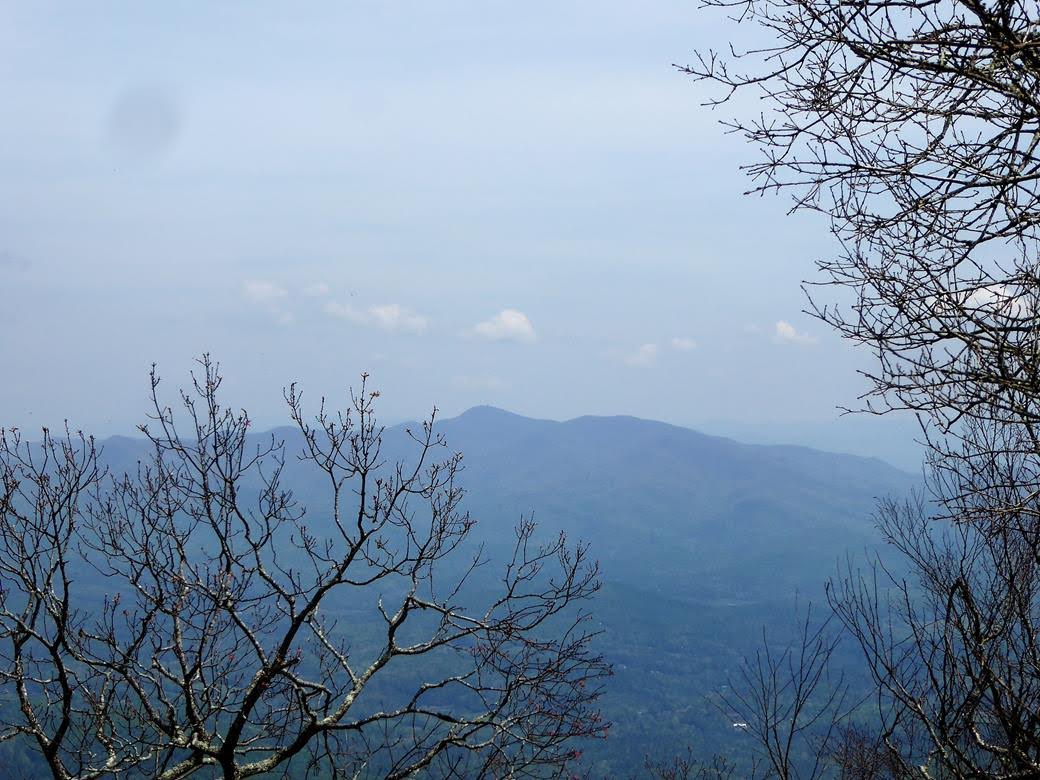 Nice but hazy view from the summit of Blood Mt. (highest elev. on the GA portion of the A.T.).