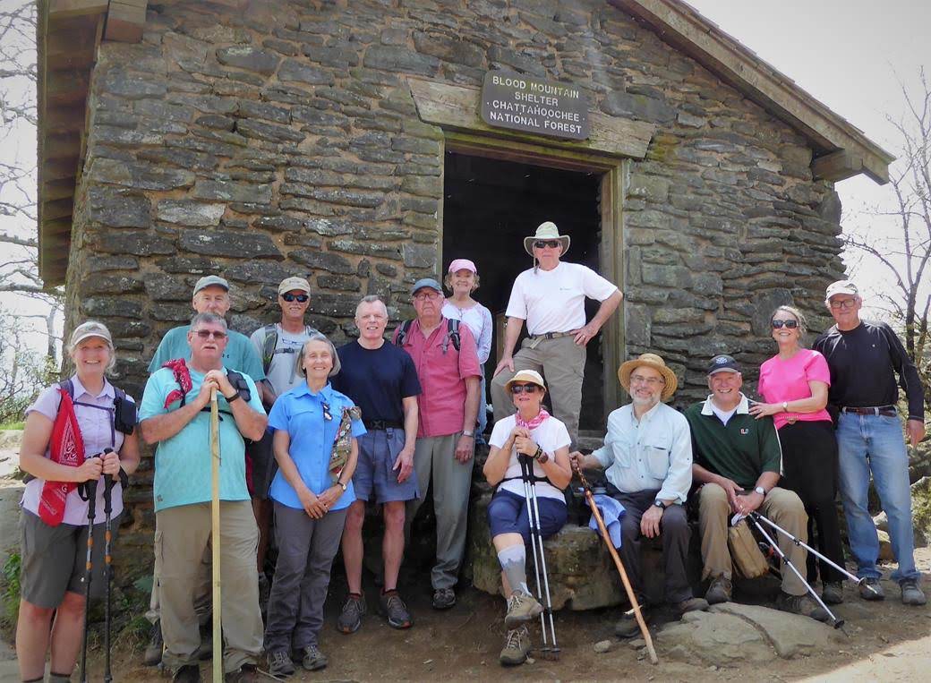 The OFHC gang for today's hike. (l-r) Linda Schultz, Ray Clark, Don Pratt, Jim Driggers, Terre Pratt, Stephen Gales, Tim Hale, Beth McDonald, Greta Driggers, Vic Robson, Gary King, Bob Drake, Jo Drake and Tony Presley .