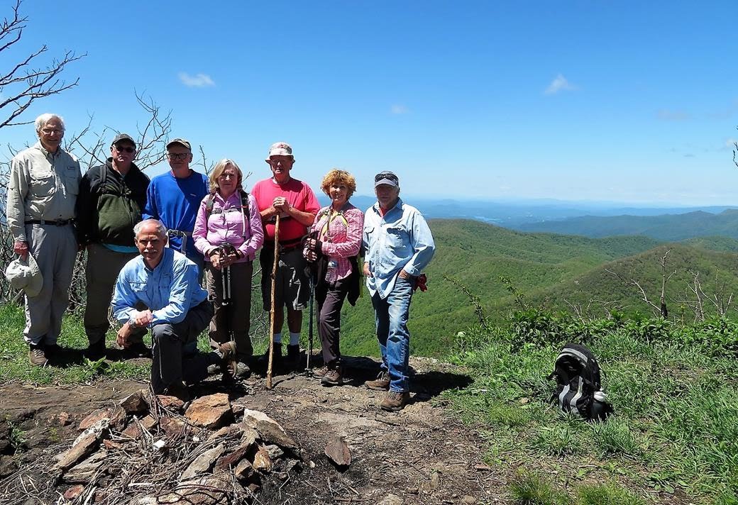 The OFHC gang for today's hike. (l-r) Dick Metzgar, Ray Clark, Mike Bell, Tony Presley, Angela Evans, Joe Collins, Jan Nethery and Vic Robson . (Stephen Gales not pictured)