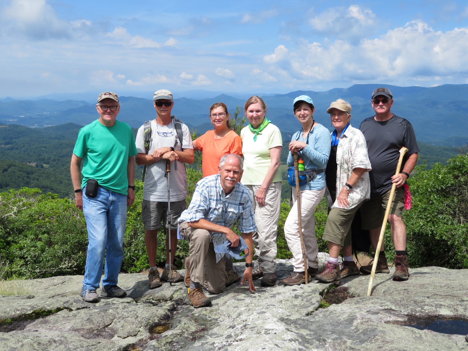 The OFHC gang for today's hike. (l-r) Tony Presley, Jim Driggers, Greta Driggers, Mike Bell, Angela Evans, Jenny Bell, Jeanne O'Connor & Ray Clark.