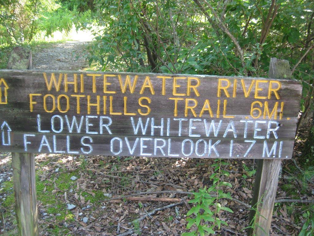 Trail sign at the junction of the Foothills Trail.