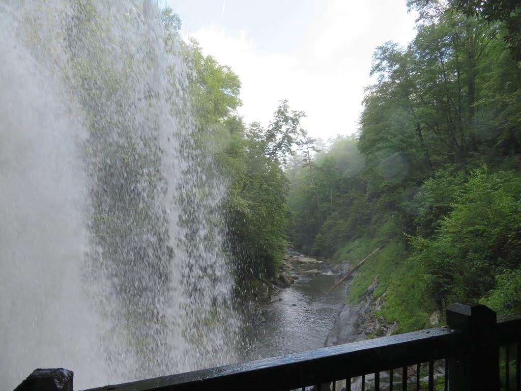 The trail goes behind the falls and you can stay mostly dry!