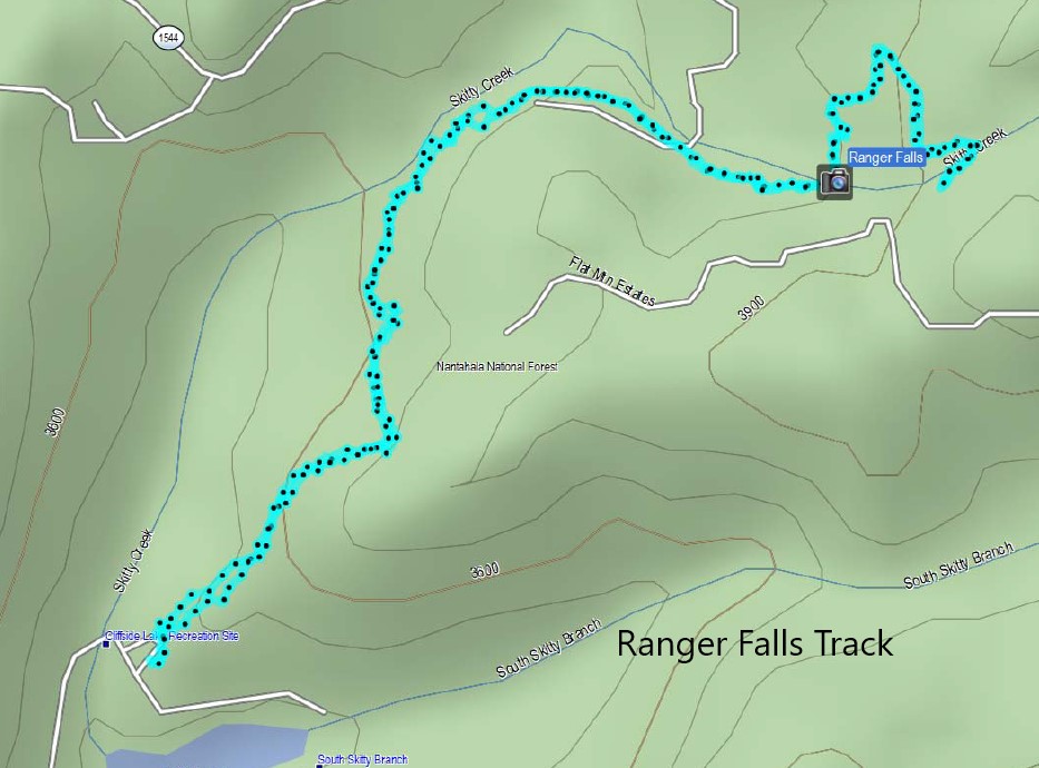 Our path today for the Ranger Falls Trail.