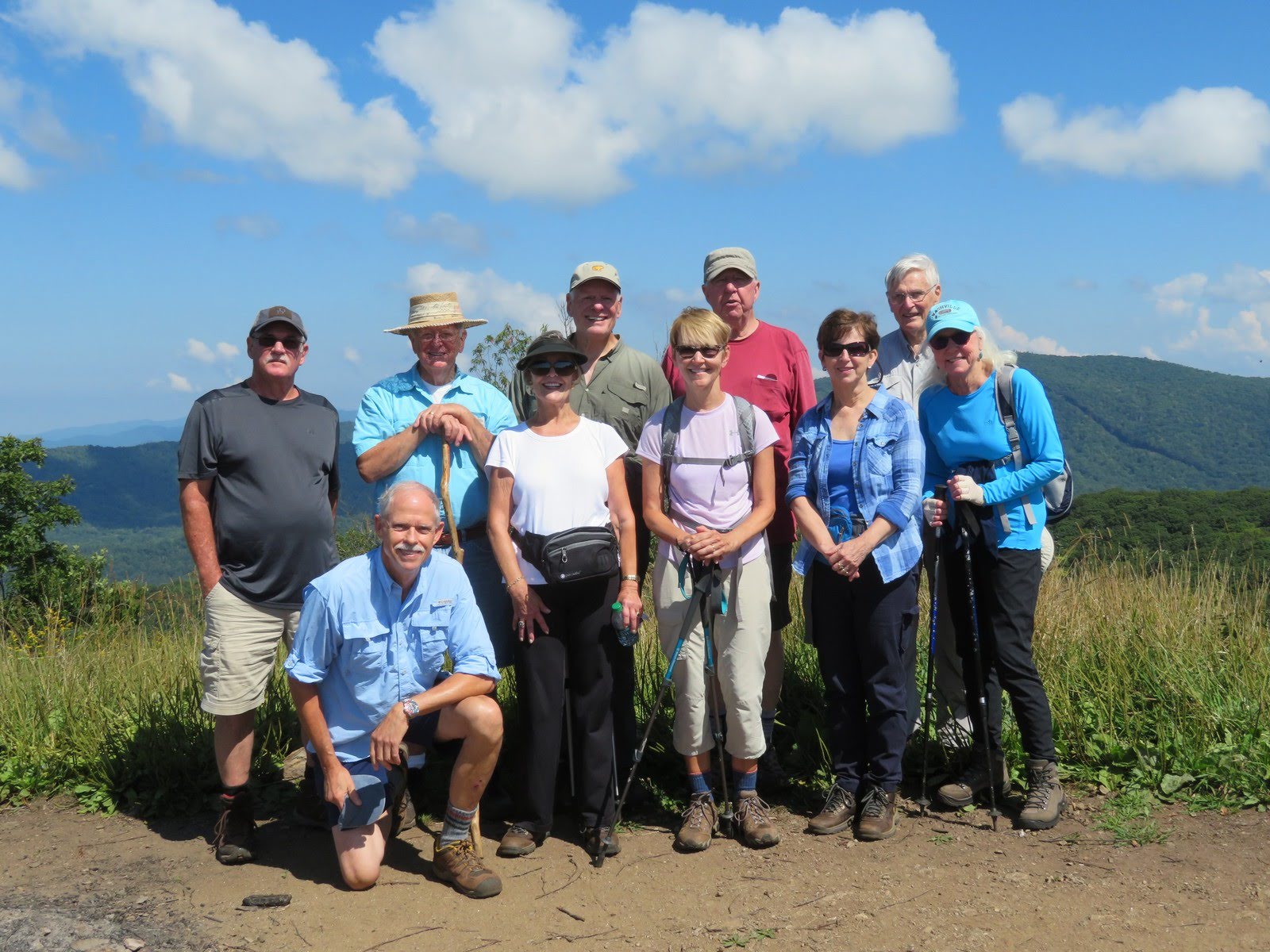 The OFHC gang for today's hike. (l-r) Ray Clark, Mike Bell, Joe Collins, Jo Crake, Bob Drake, Jeanne McGahee, Tim Hale, Jenny Bell, Dick Metzgar and Jenna Hensley.