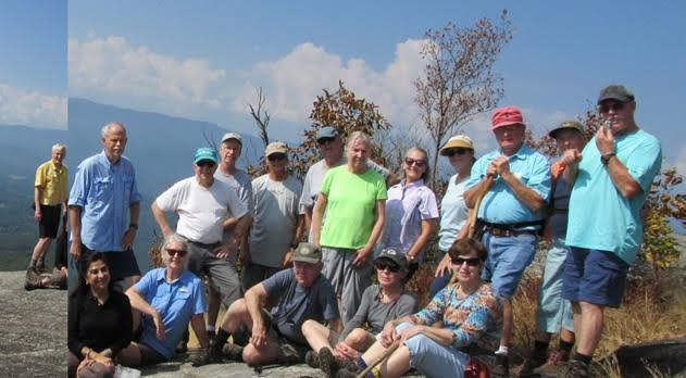 The OFHC gang for today's hike (l-r seated) Trushna Nadig, Betty Smith, Mike Kvamme, Elaine Jensen and Jenny Bell. (l-r standing) Dick Metzgar, Mike Bell, Vic Robson, Edwin Pruitt, jim Driggers, Tim Hale, Angela Evans, Terre Pratt, Gretta Driggers, Joe Collins, Jeanne O'Connor and Ray Clark.