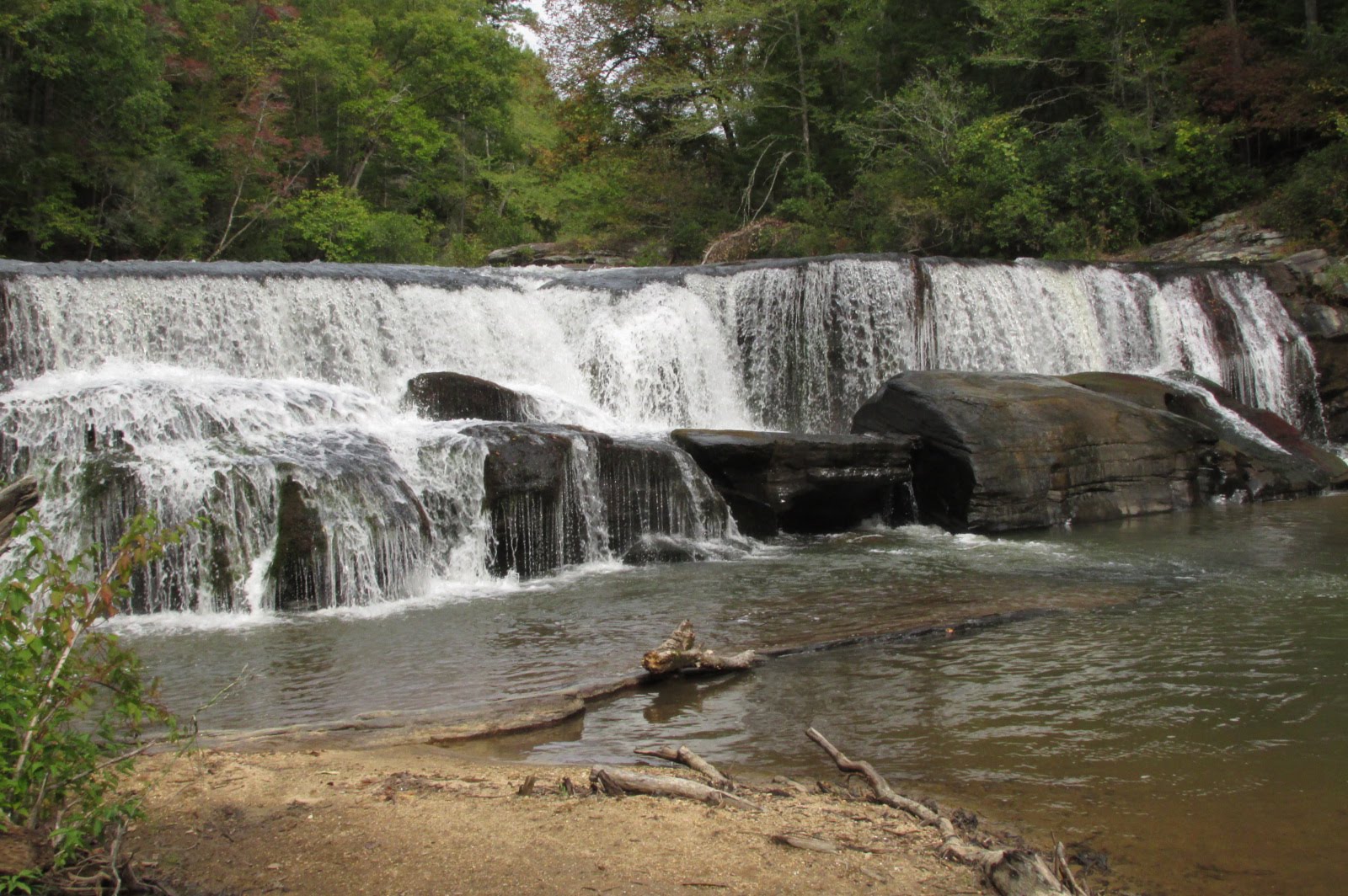 Beautiful and unique Riley Moore Falls. 12 ft. high and 100 ft. wide.