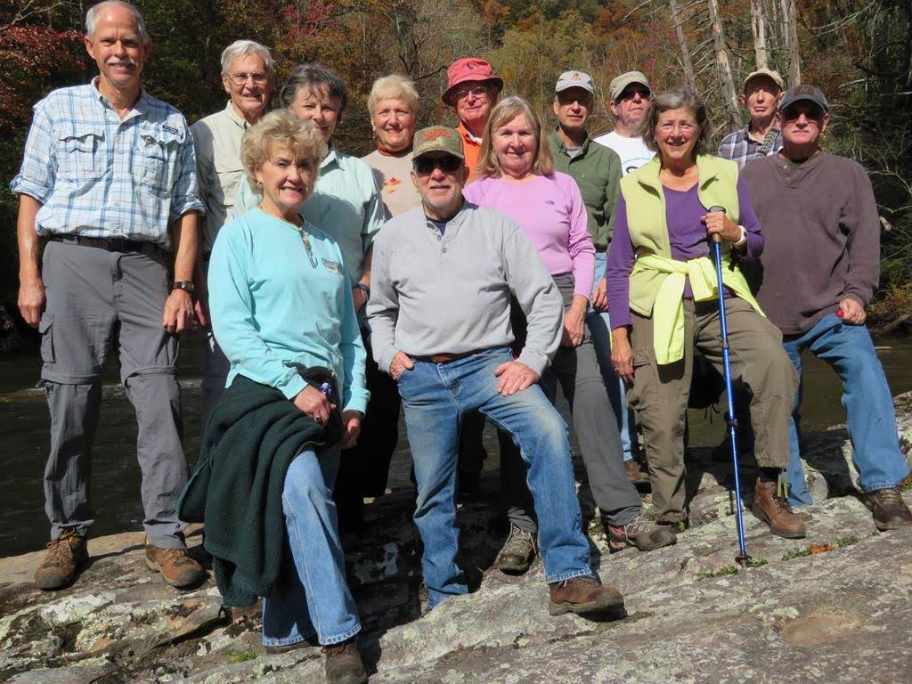 The OFHC gang for today's hike (l-r) Mike Bell, Dick Metzgar, Beth McDonald, Renee Corbett, Jeanne O'Connor, Vic Robson, Joe Collins, Angela Evans, Edwin Pruitt, Tim Hale, Mary Camp, Phil Brownrigg and Ray Clark.