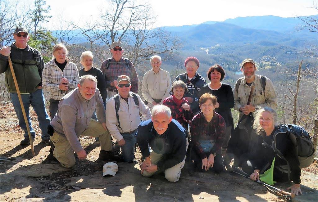 The OFHC gang for today's hike. (l-r front) Bob Magee, Vic Robson, Mike Bell, Renee Corbett, Jenny Bell and Carole Wintle. (l-r standing) Ray Clark, Angela Evans, Jeanne O'Connor, Tim Hale, Dick Metzgar, Joe Collins, Lynne Hotle and Jack Wintle.