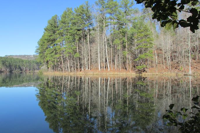 Mirror surface on the lake gives good reflections.