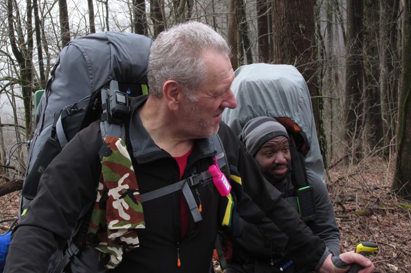 More Thru-hikers. They have had a very wet start on their 2000 mi. journey!